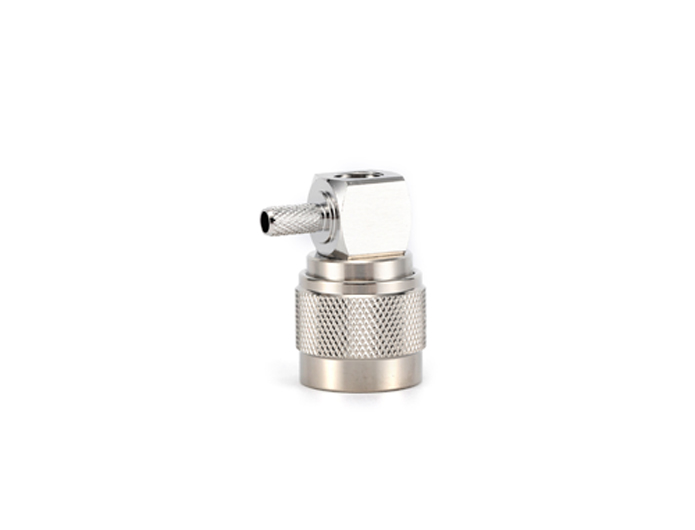 用于 RG58 电缆压接的 N 型公头直角射频连接器