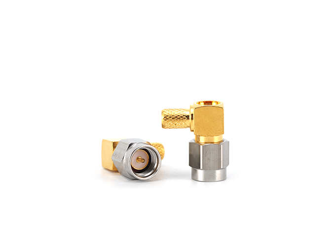射频连接器，不锈钢SMA公头直角，适用于LMR200电缆夹