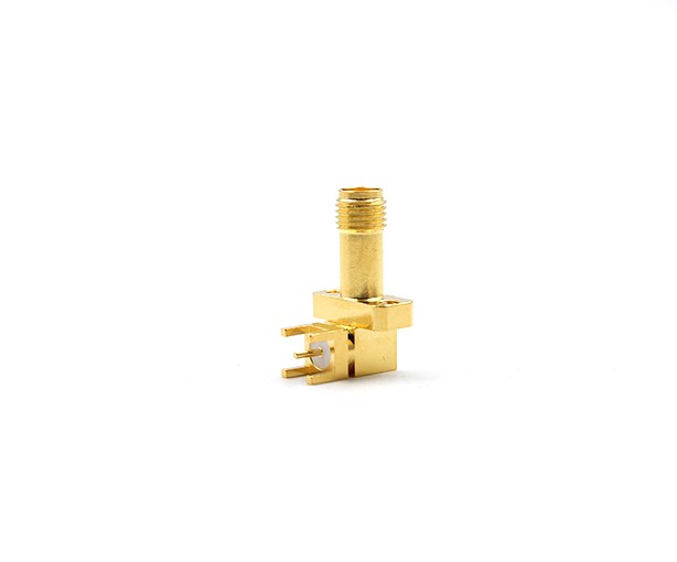 img 1 of 带双孔法兰连接器的SMA母头直角PCB安装座