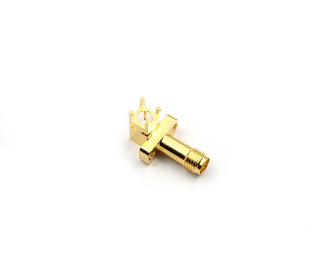 img 2 of 带双孔法兰连接器的SMA母头直角PCB安装座