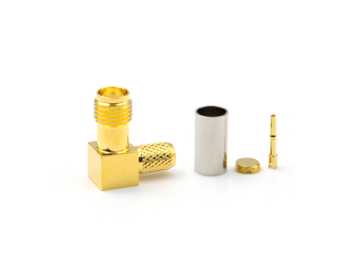 用于 RG 58 电缆射频同轴连接器的 SMA 母头直角压接...