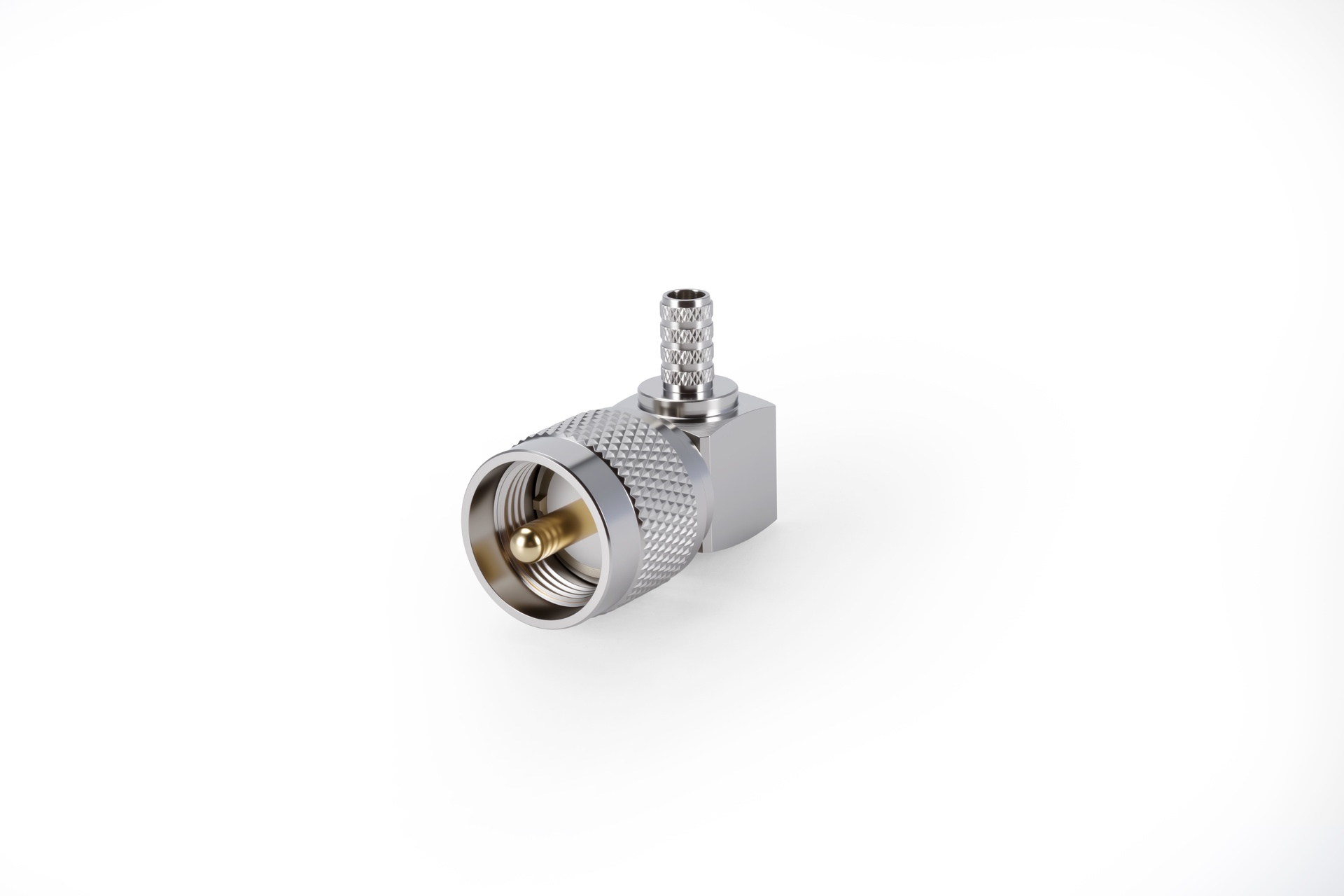 射频连接器 UHF 公头直角，适用于 RG58 电缆，压接式